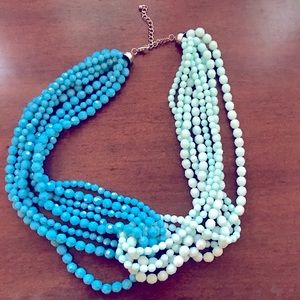 Blue multi strand beaded necklace